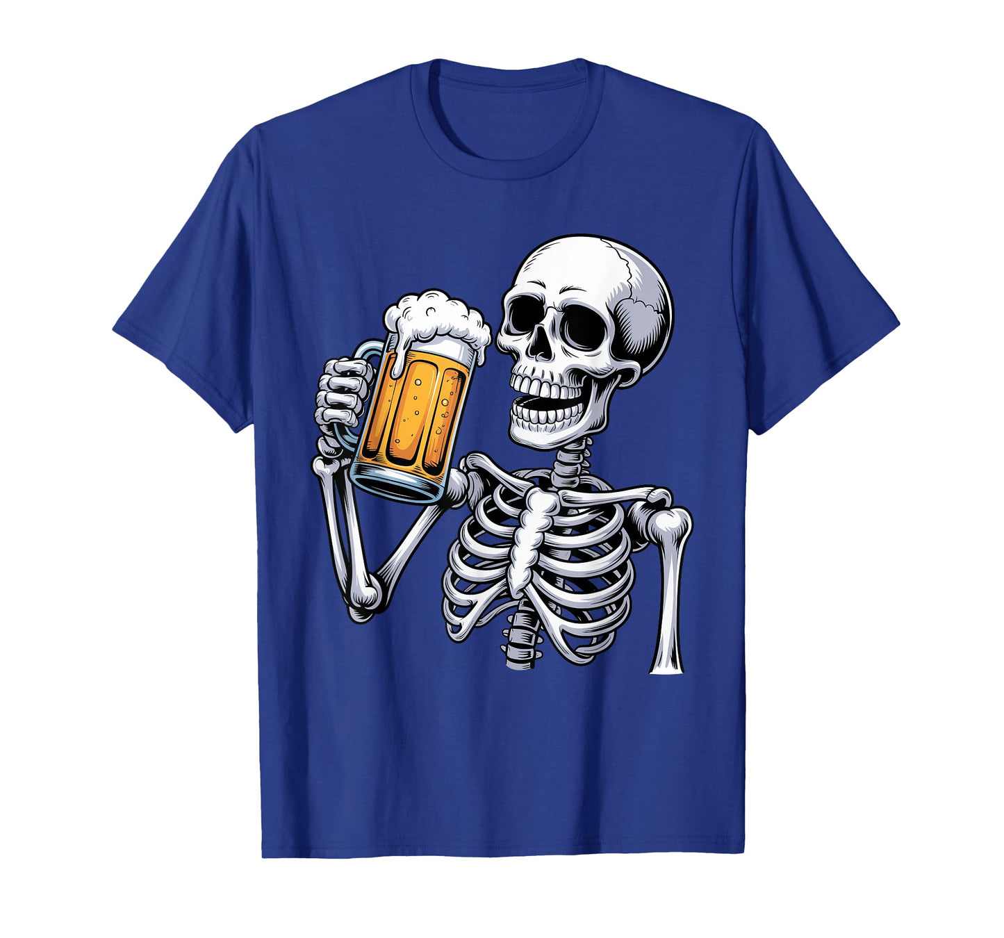 Creepy Skeleton Drinking Beer Halloween Costume Mens Womens T-Shirt