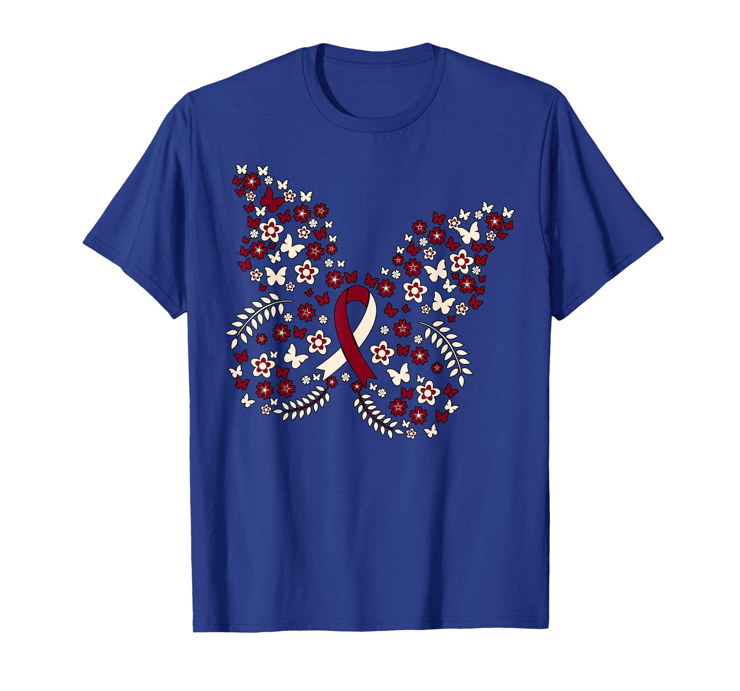 Butterfly Head and Neck Cancer Awareness Survivor Ribbon T-Shirt