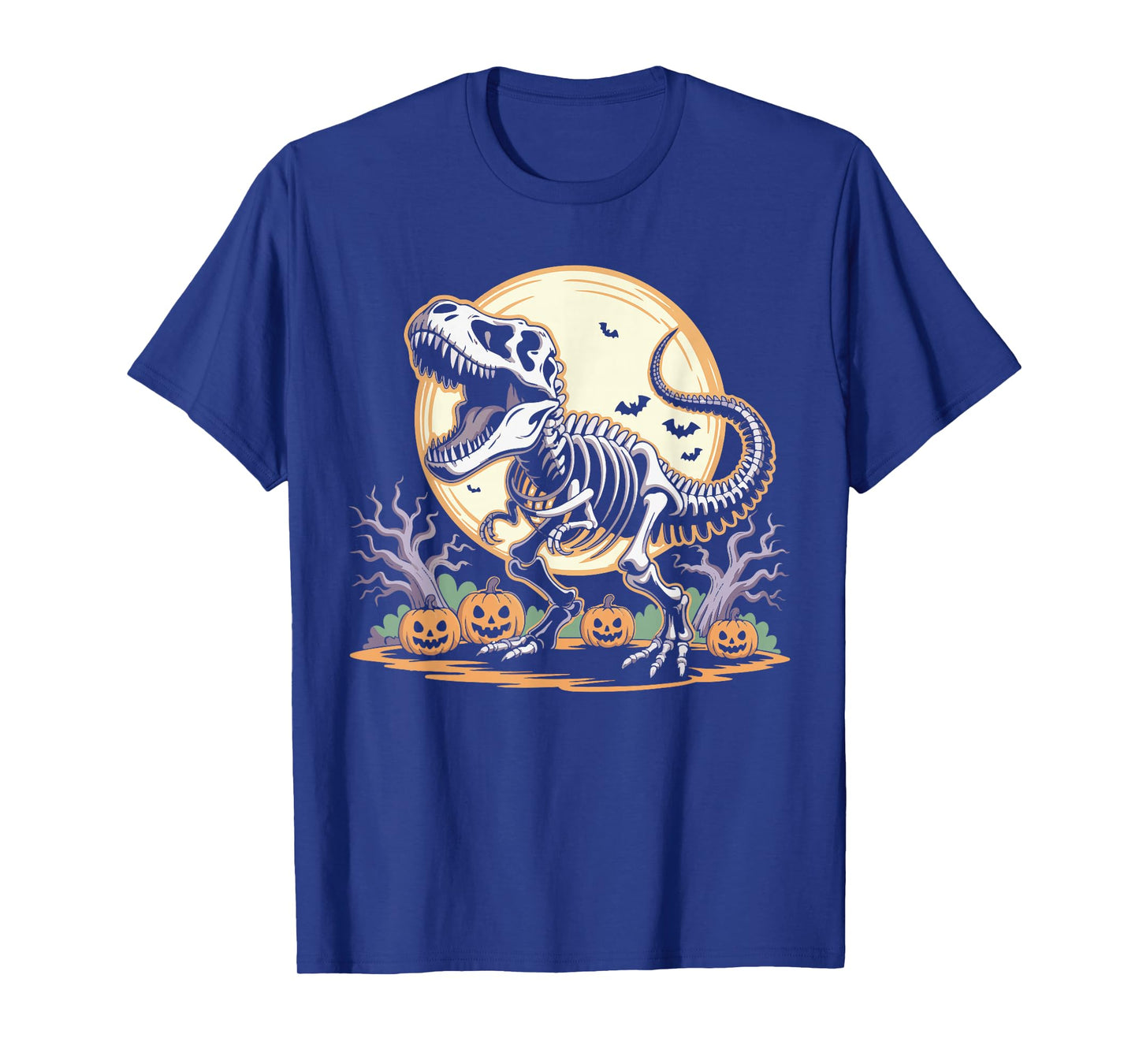 T Rex Skeleton Dinosaur Pumpkin Spooky Halloween Costume T-Shirt