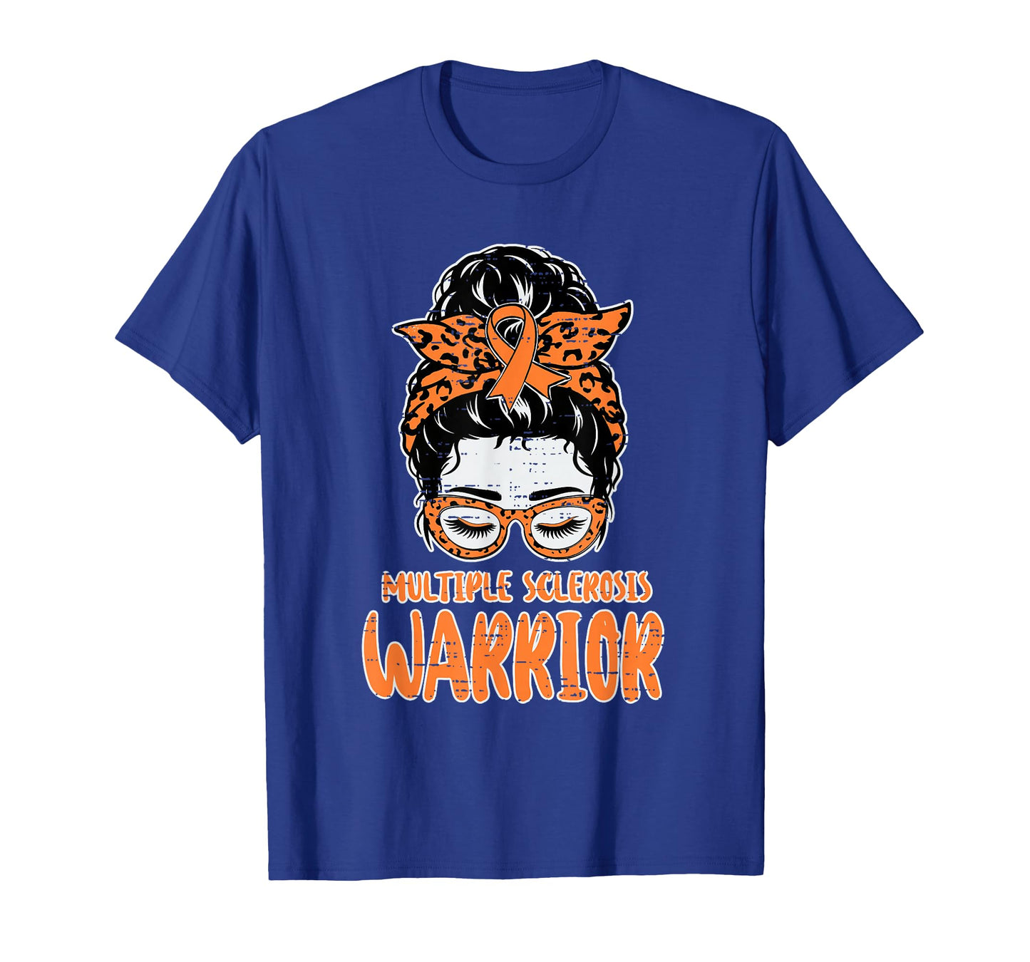 Multiple Sclerosis Warrior MS Awareness Women Messy Bun Hair T-Shirt