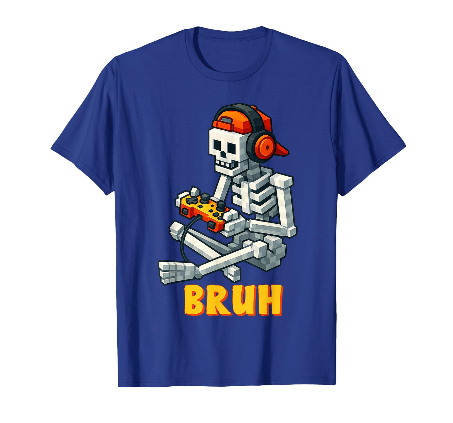 Bruh Skeleton Video Game Halloween Gaming Gamer Boys Men T-Shirt