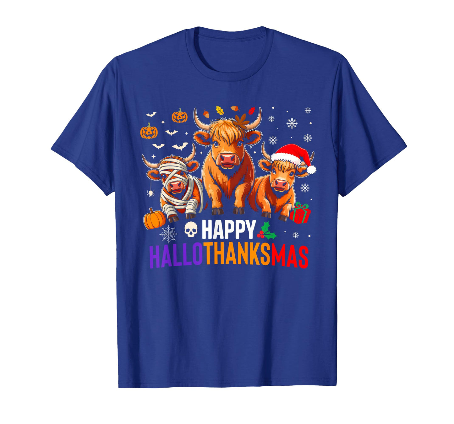 Cow Halloween Thanksgiving Christmas Happy Hallothanksmas T-Shirt