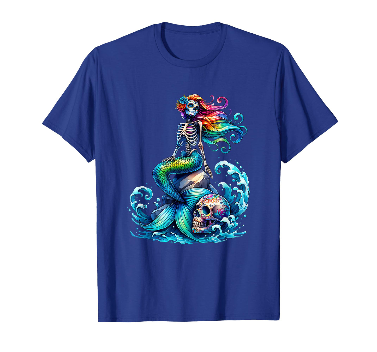 Mermaid Skull Ocean Wave Siren Skeleton Sea T-Shirt