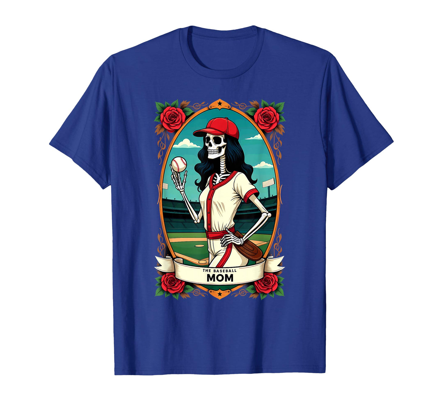 Gothic Tarot Card Baseball Mom Skeleton T-Shirt