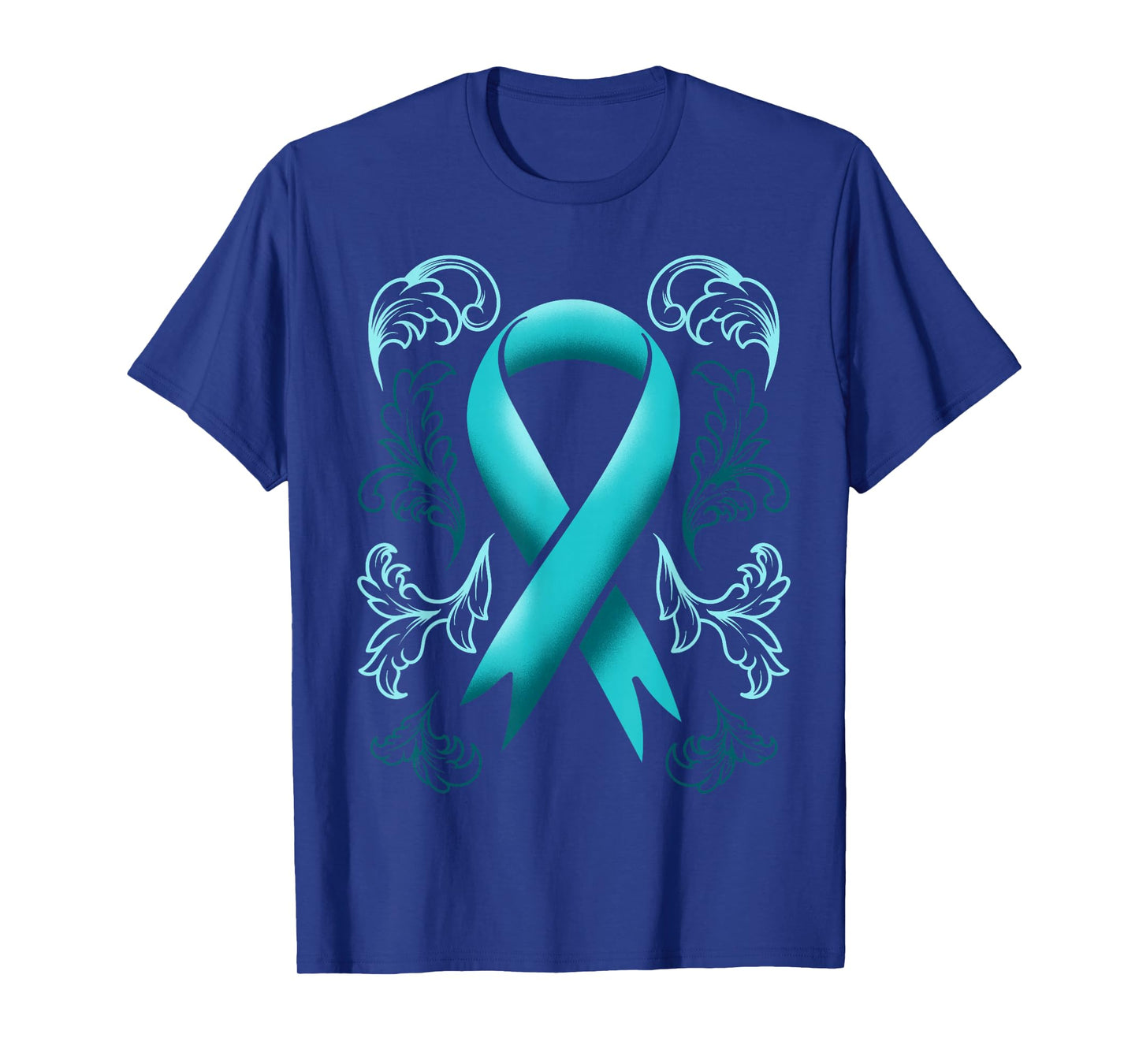 Ovarian Cancer Awareness Ribbon Teal Carcinoma Gynecology T-Shirt