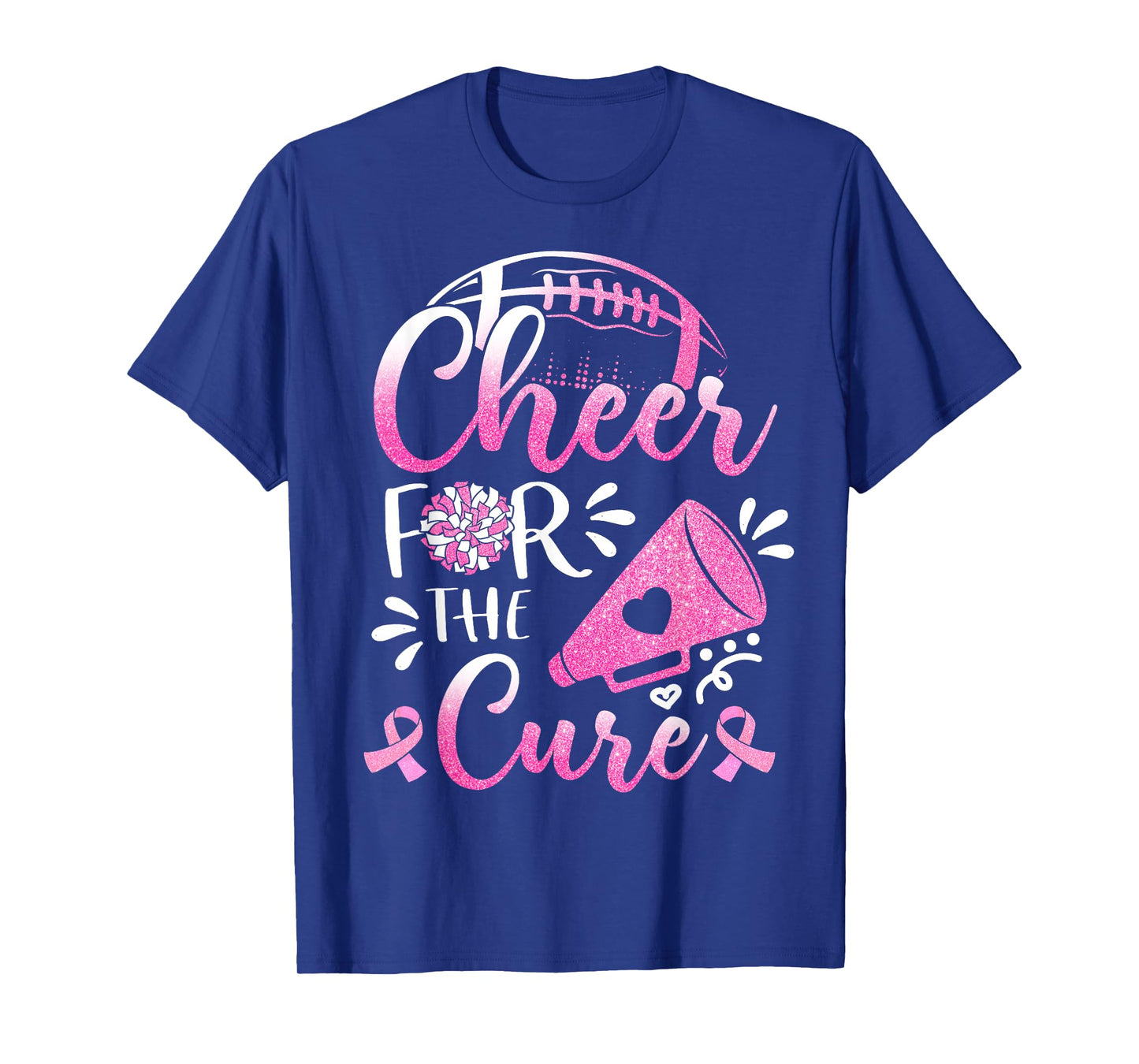 Womens Breast Cancer Awareness Cheer For The Cure Football T-Shirt