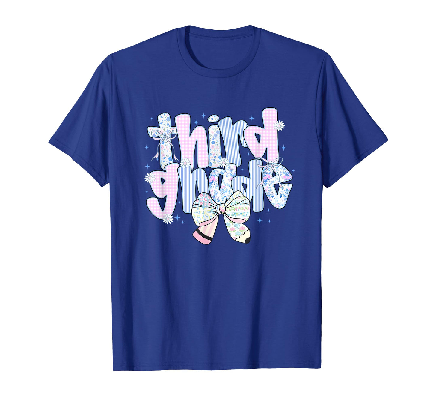Cute Floral Preppy Third Grade Back To School Teacher Girl T-Shirt