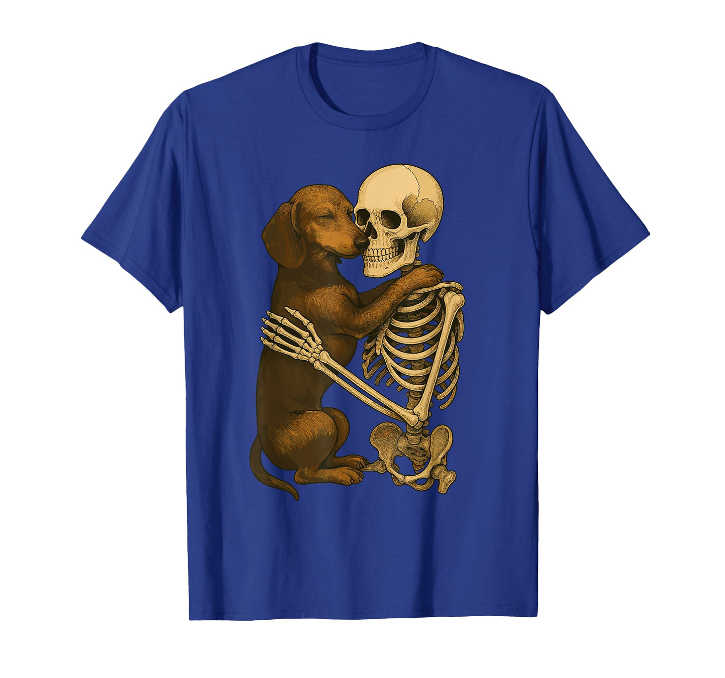 Skeleton Hugging Dachshund T-Shirt