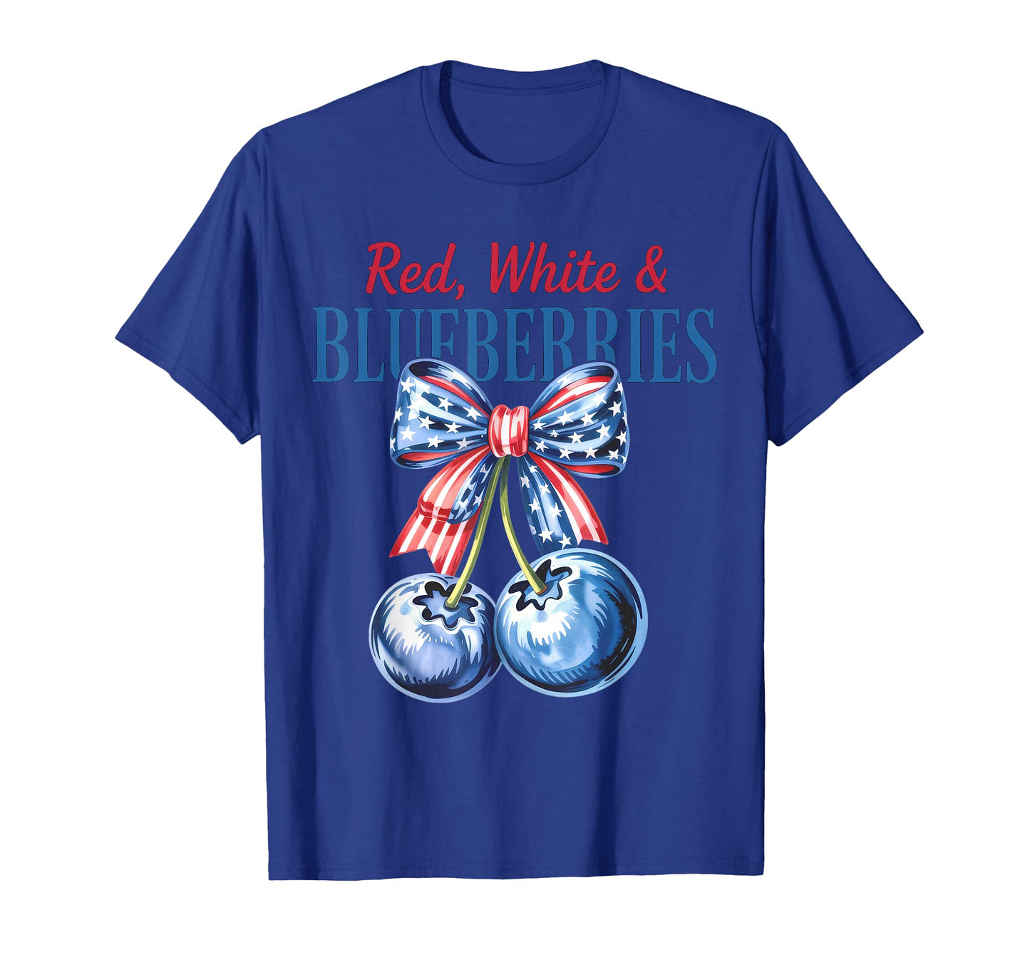 Funny Red White & Blueberries Coquette Bow Patriot T-Shirt