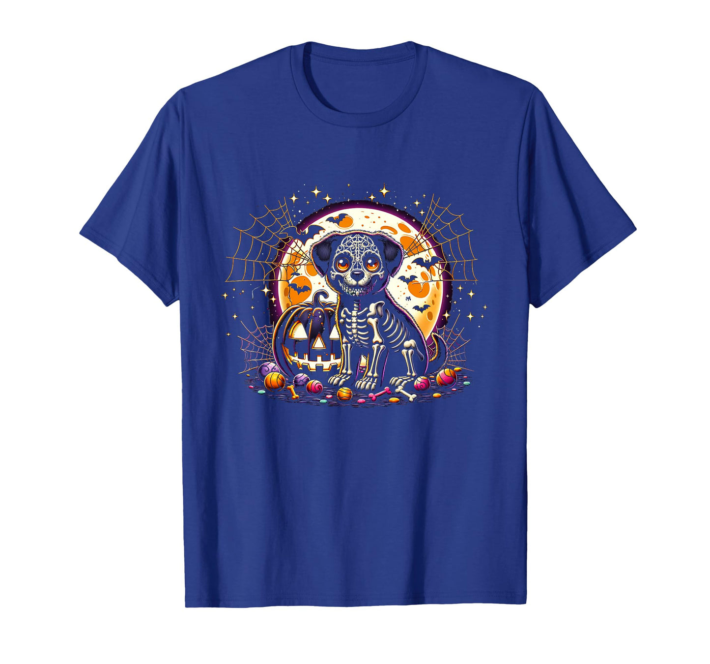Halloween Puppy Dog Skeleton Lazy Costume T-Shirt