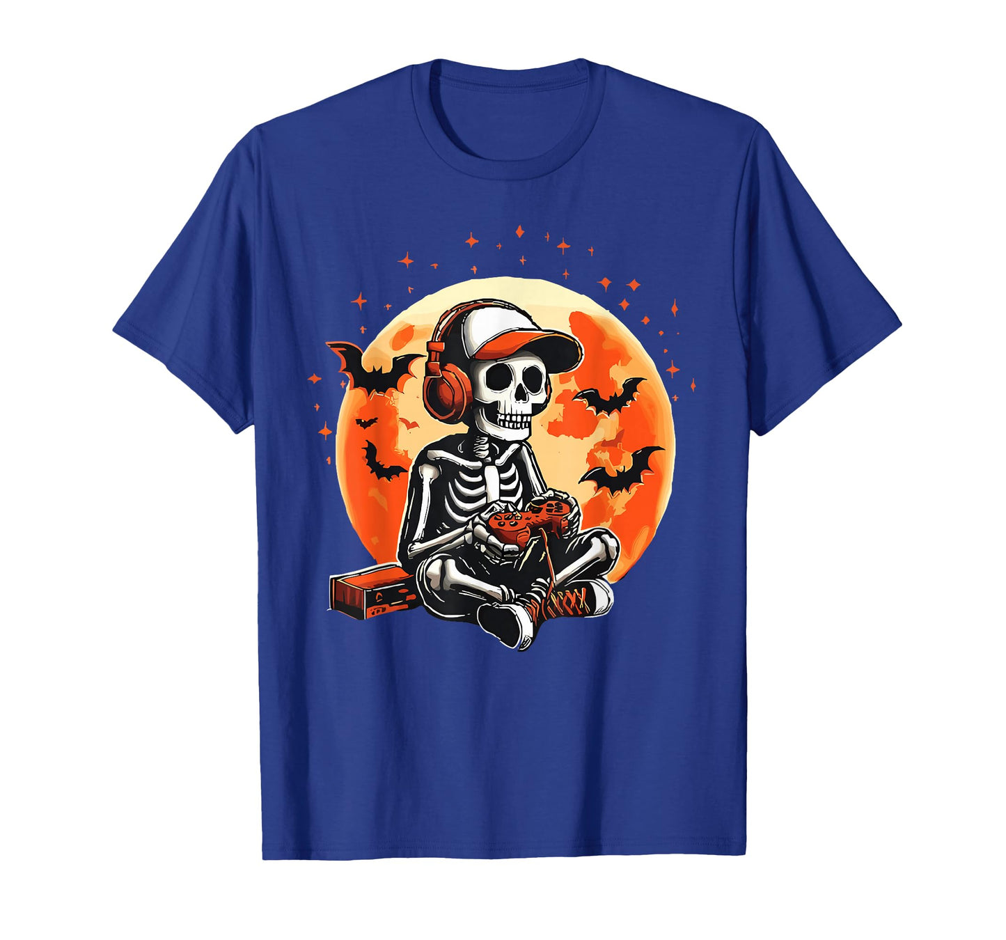 Halloween Skeleton Gamer Video Gaming Boys Men Kids Tees T-Shirt