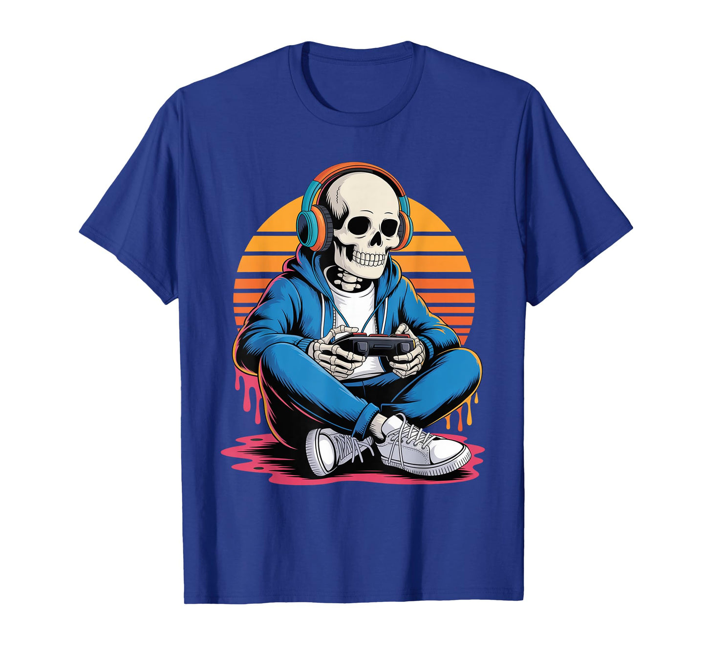 Halloween Skeleton Gamer Video Gaming Boys Men Kids Tees T-Shirt