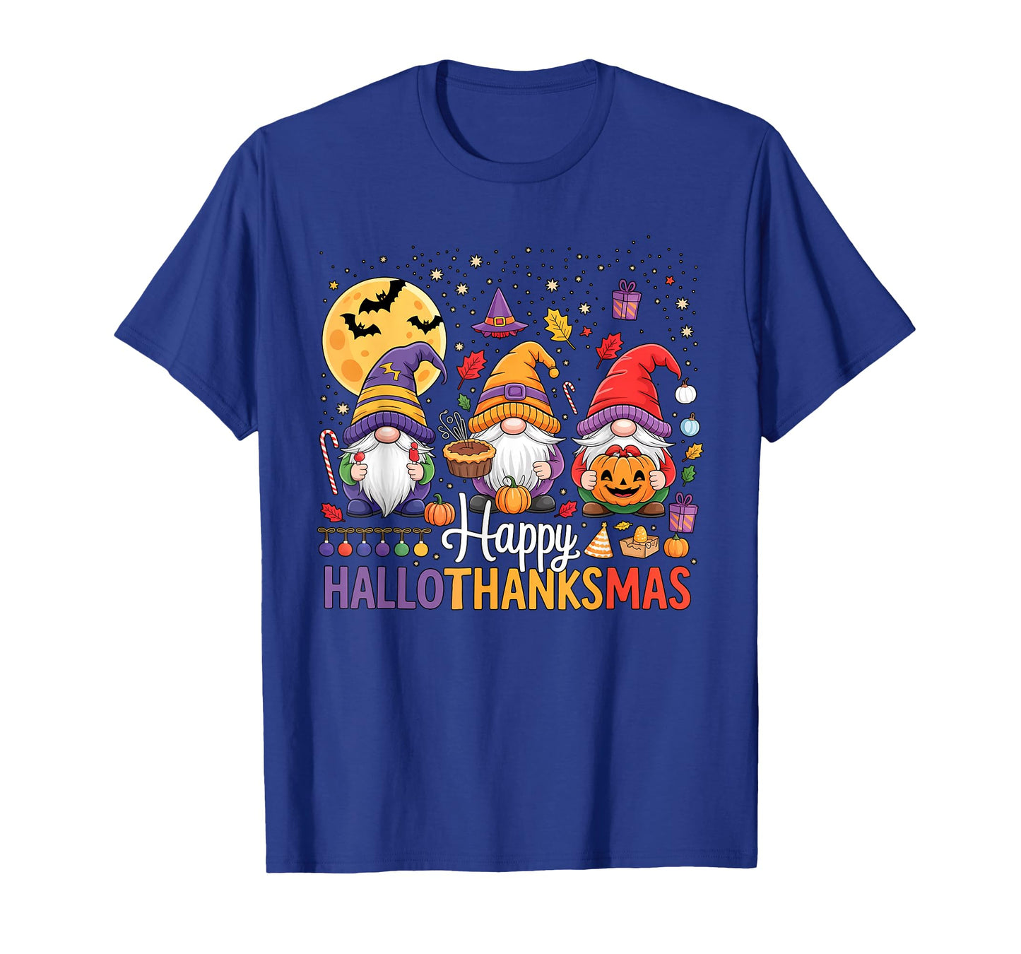 Halloween Thanksgiving Christmas Happy HalloThanksMas Gnomes T-Shirt