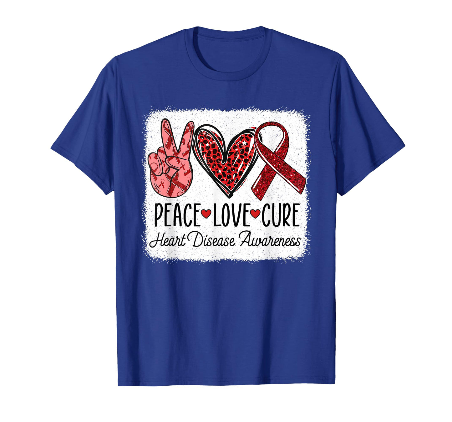 Peace Love Cure Heart Disease Awareness CHD Support Wear Red T-Shirt