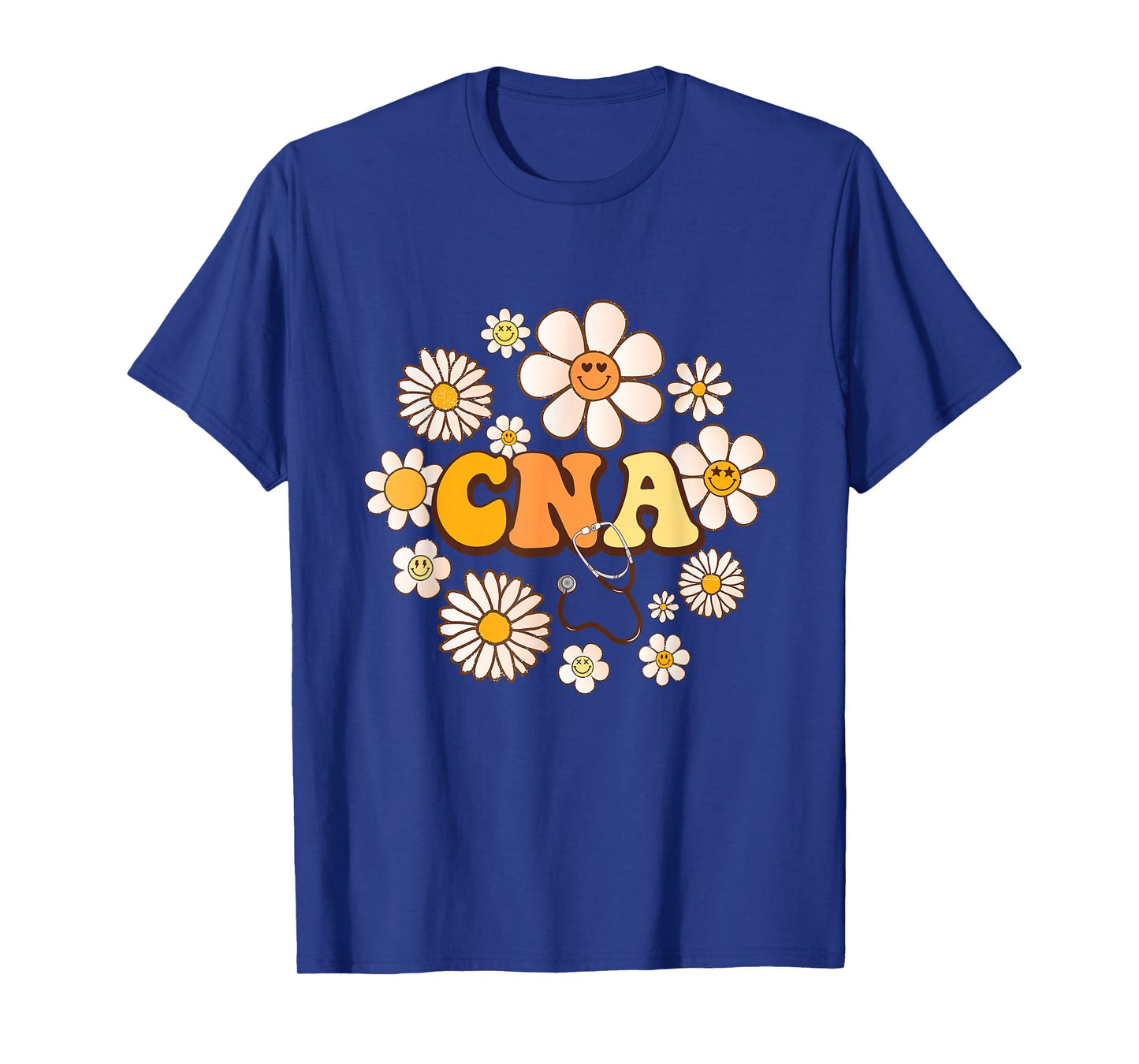 Groovy smile face wildFlower CNA Certified Nursing Assistant T-Shirt