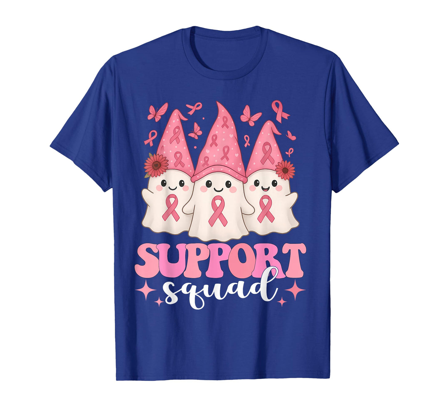 Halloween Ghost Pink Support Squad Breast Cancer Awareness T-Shirt