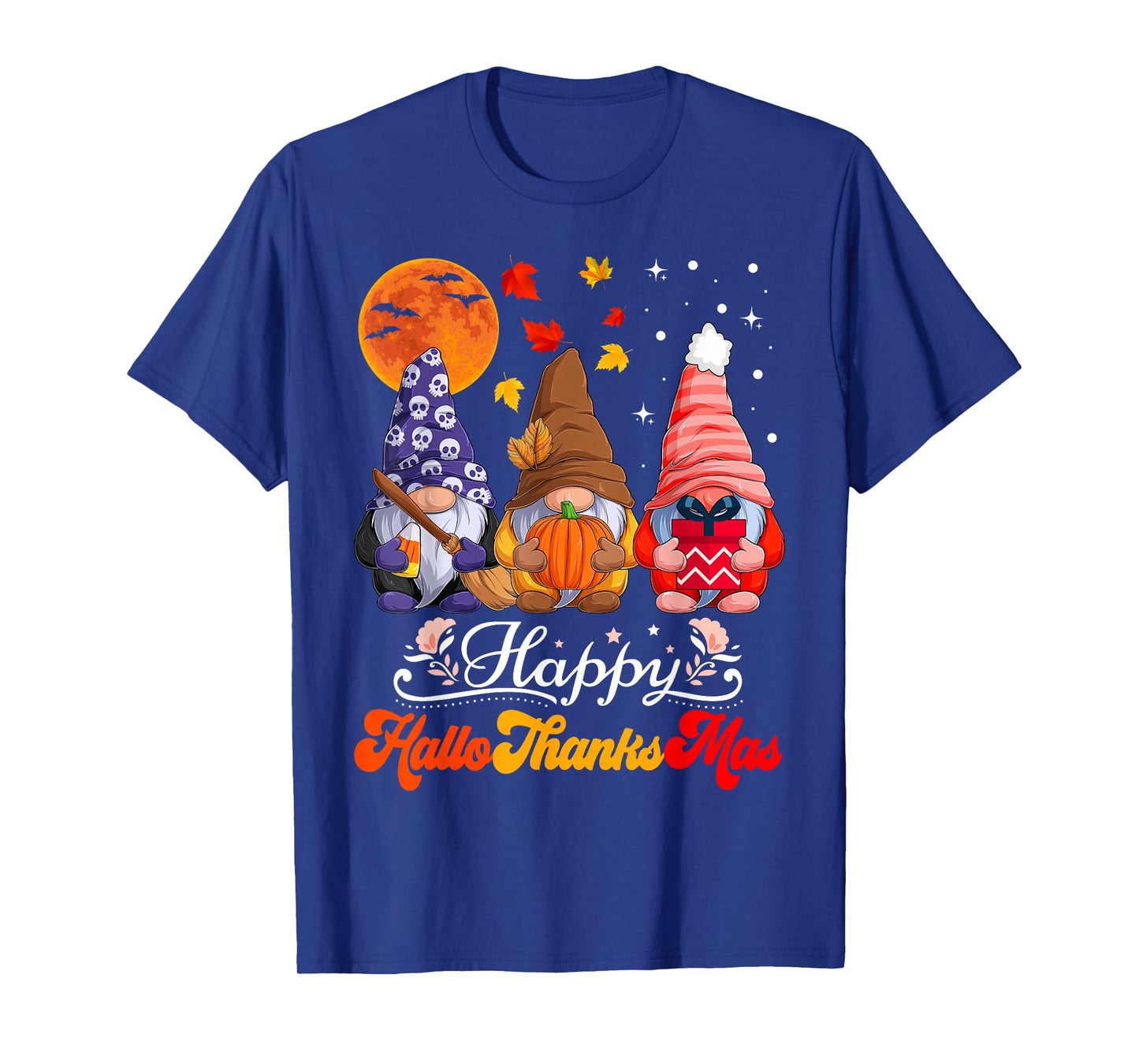 Halloween Thanksgiving Christmas Happy HalloThanksMas Gnomes T-Shirt