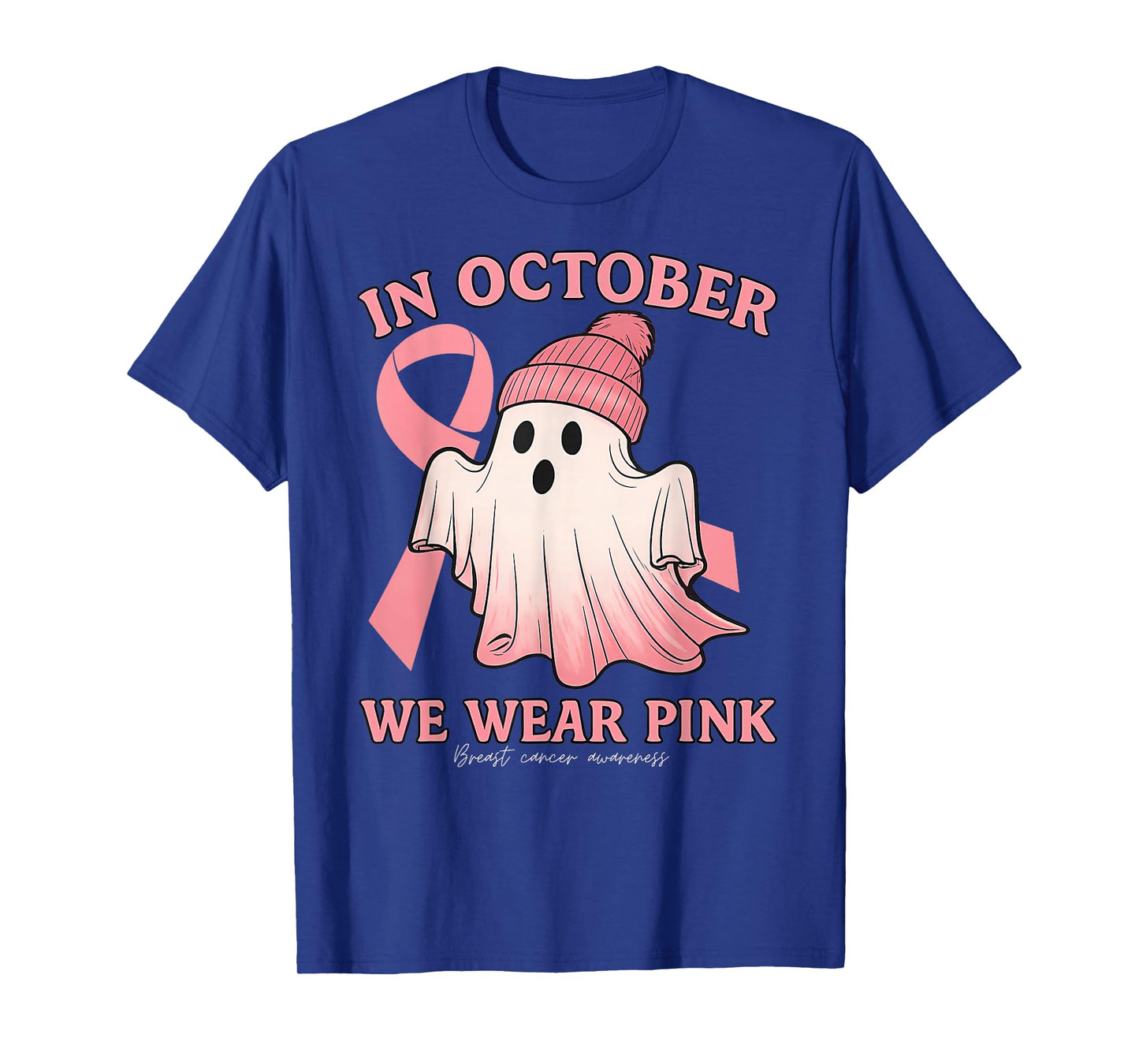 Breast Cancer Awareness Fighter Cute Pink Ghost Witch Pumpki T-Shirt