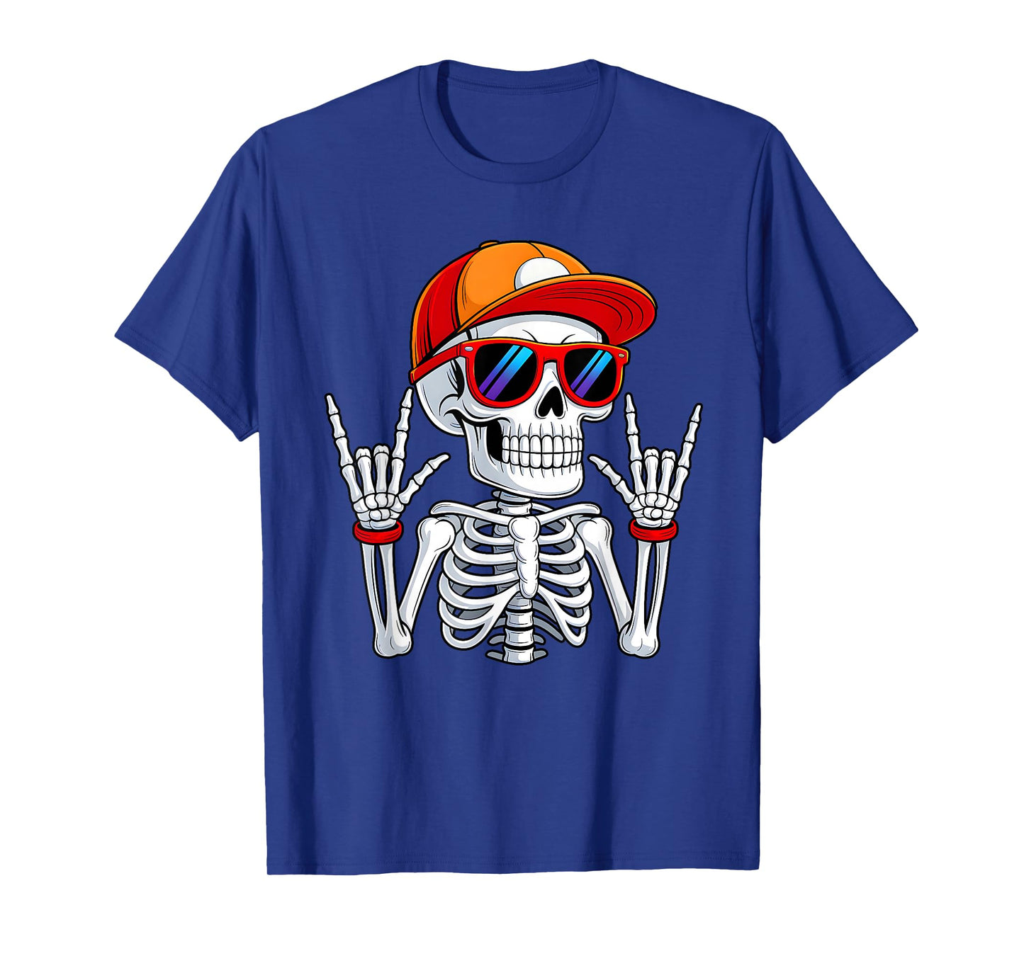 Halloween Skater Teen Boy Cool Skeleton Rock and Roll Kids T-Shirt