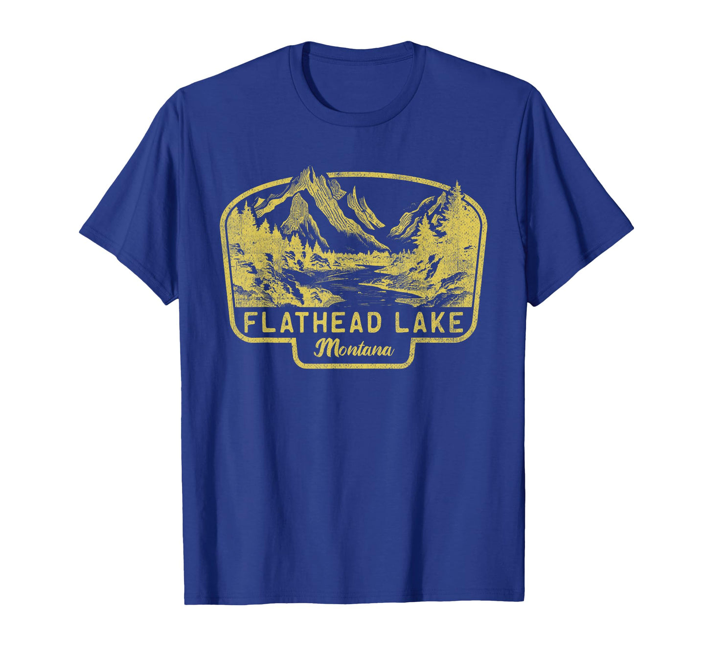 Flathead Lake Mountains Montana Hiking Outdoors Vintage T-Shirt