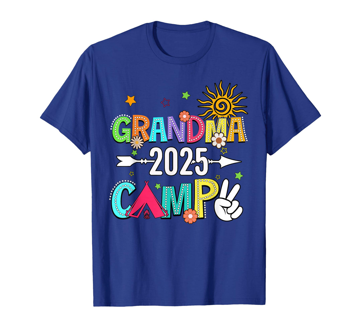 Grandma Camp 2025 Family Vacation Summer Camping Crew Kids T-Shirt