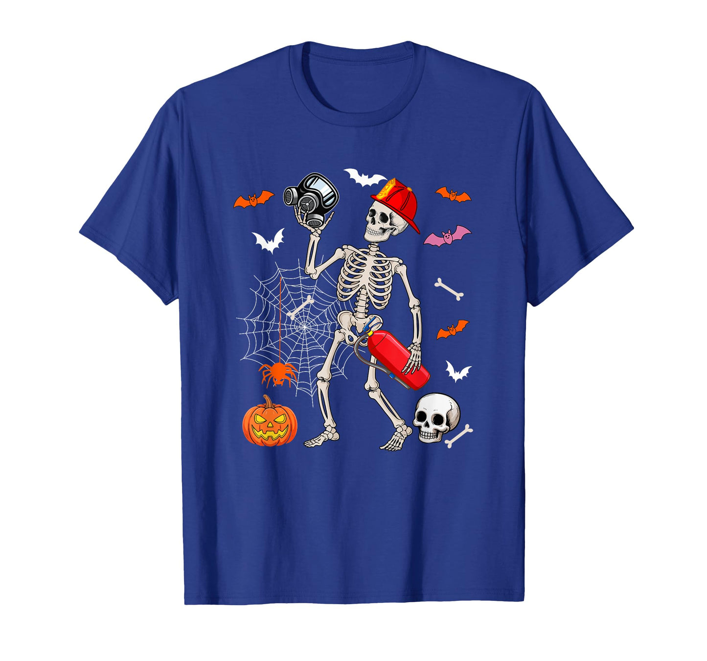 Firefighter Job Horror Skeleton Halloween Costume Team T-Shirt