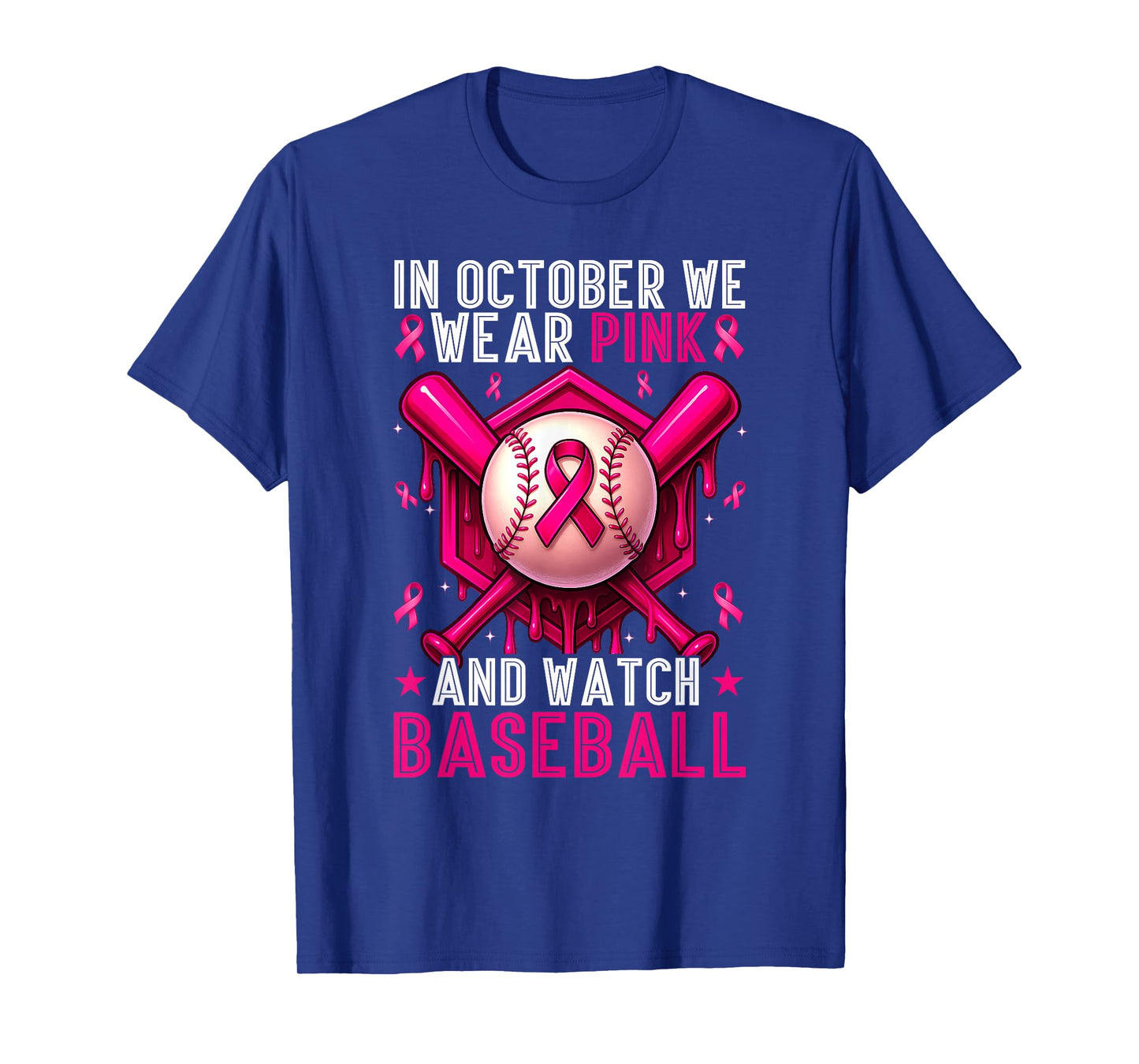 October We Wear Pink Watch Baseball Breast Cancer Awareness T-Shirt
