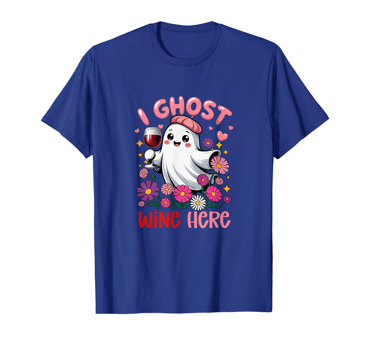 I Ghost Wine Here Halloween Floral Boo Drinking Wine Drinker T-Shirt