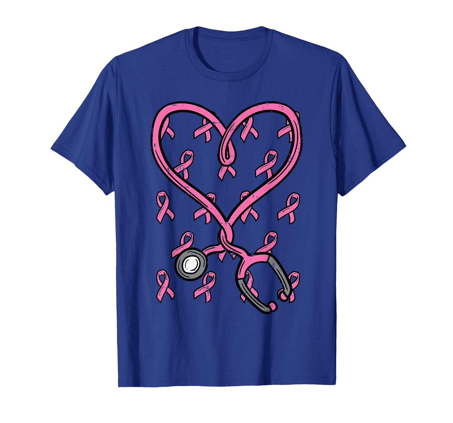 Pink Stethoscope Nurse Scrub Breast Cancer Awareness Women T-Shirt
