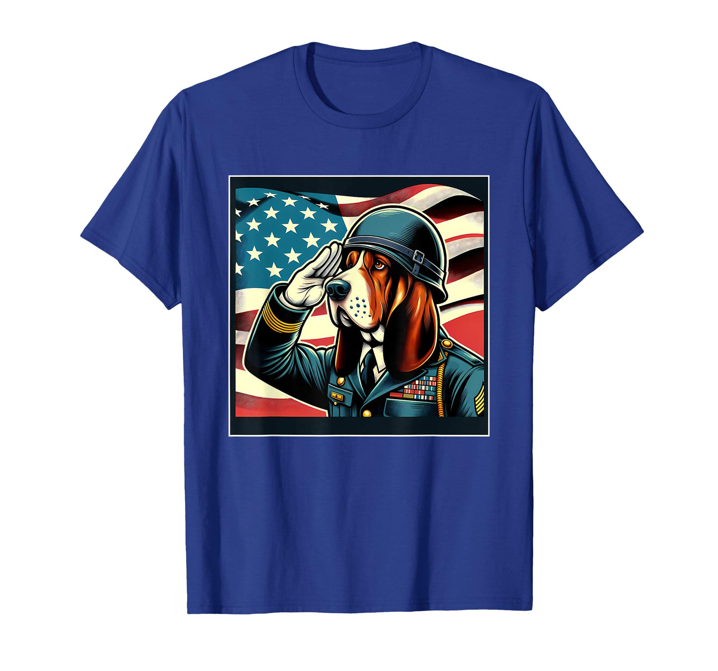4th Of July US Flag Salute Basset Hound dog T-Shirt