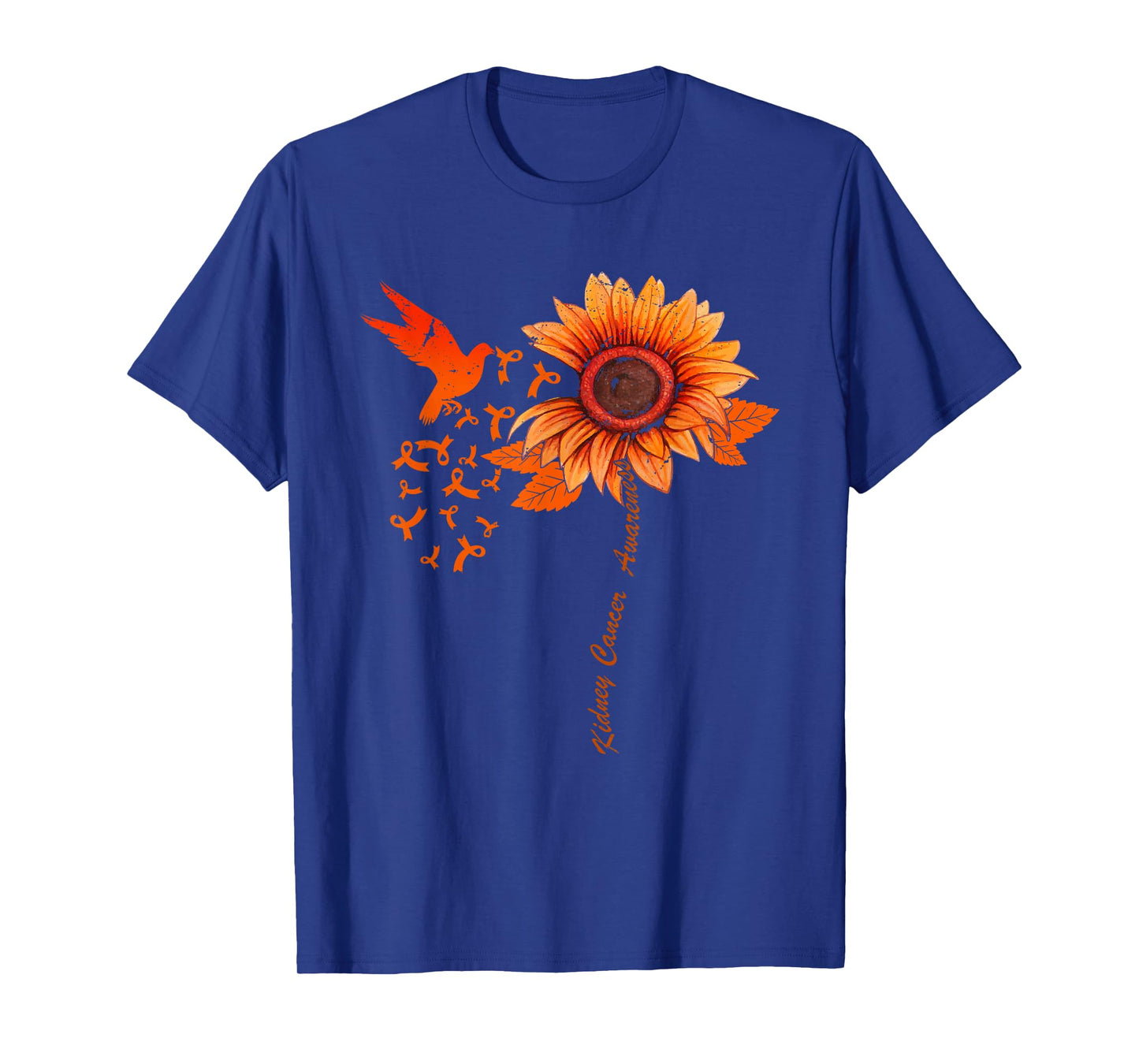 Floral Kidney Cancer Awareness Month Orange Ribbon T-Shirt