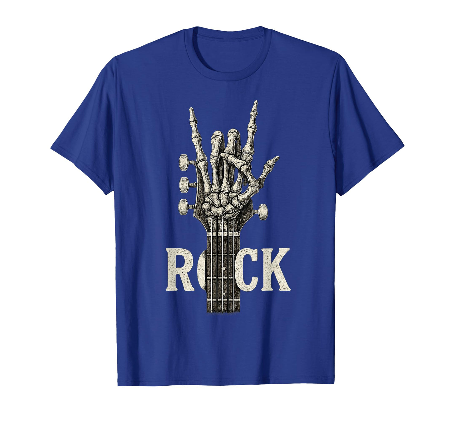 Rock On Skeleton Hand Guitar Guitarist Rock Band Halloween T-Shirt