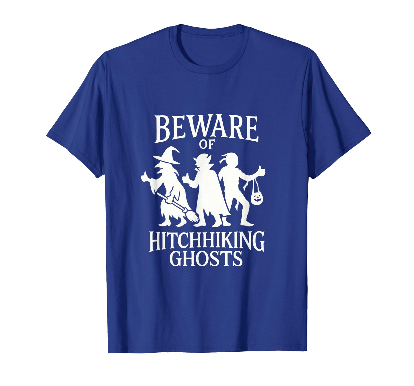 Beware of Hitchhiking Ghosts Vintage Spooky Season Design T-Shirt