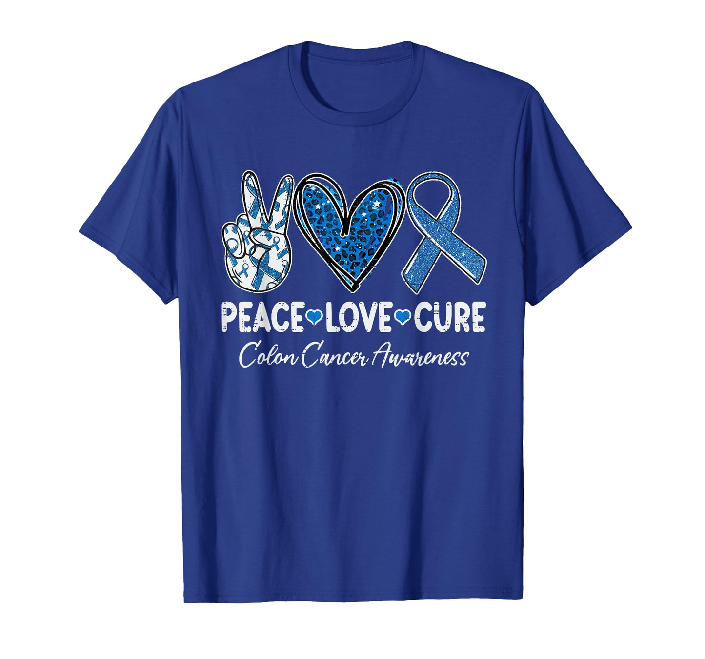 Peace Love Cure Colorectal Colon Cancer Awareness Support T-Shirt