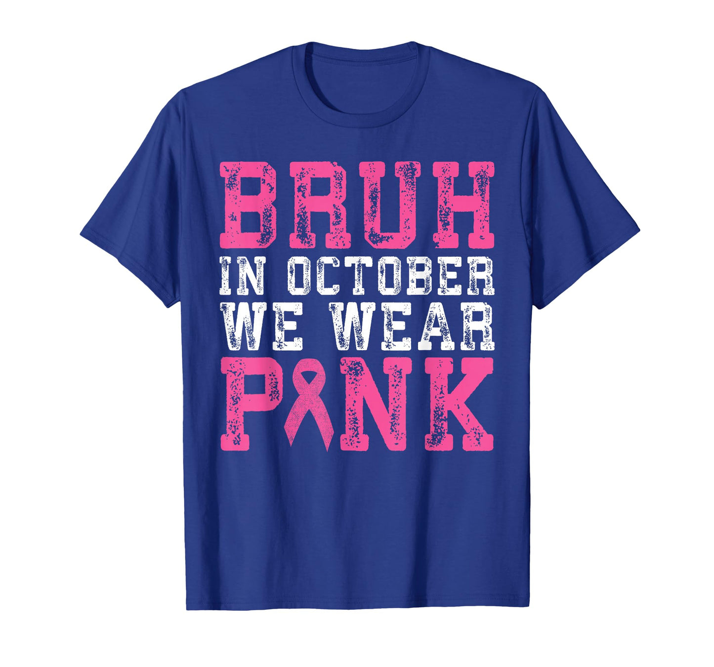 Breast Cancer Shirts for Kids Boys Bruh In October Wear Pink T-Shirt