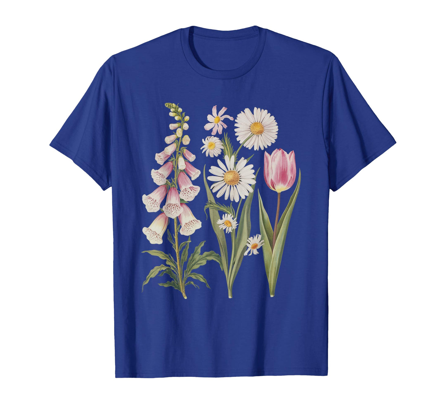 Foxglove Daisy Tulip Wildflower Garden Harmony Design T-Shirt