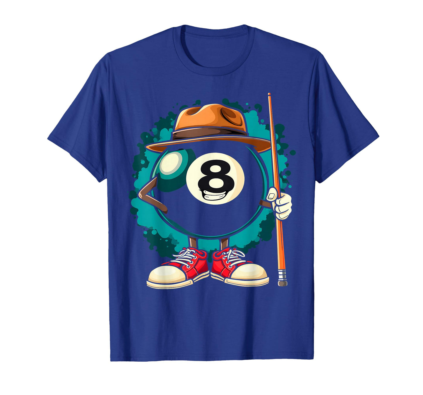 Cool 8 Ball Character Funny Billiards T-Shirt