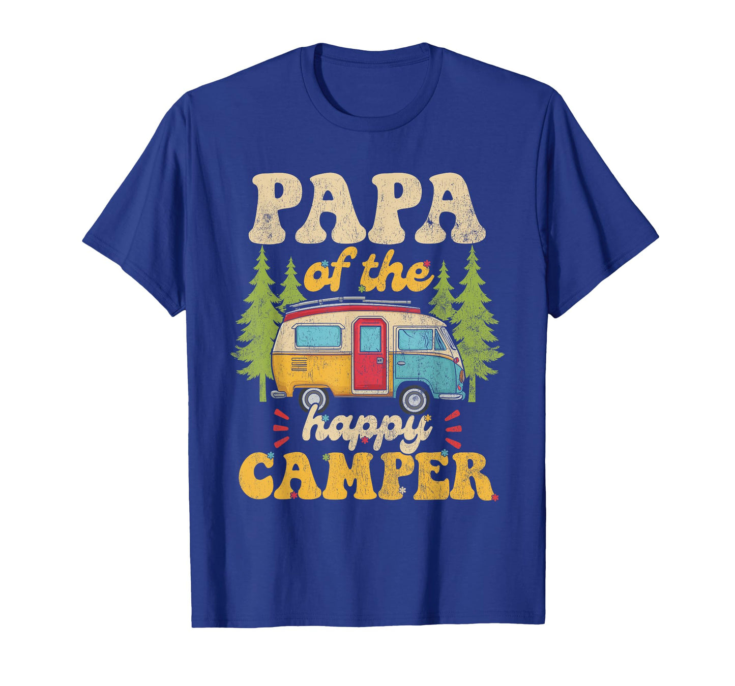 Papa of Happy Camper 1st Birthday Party Retro Papa T-Shirt