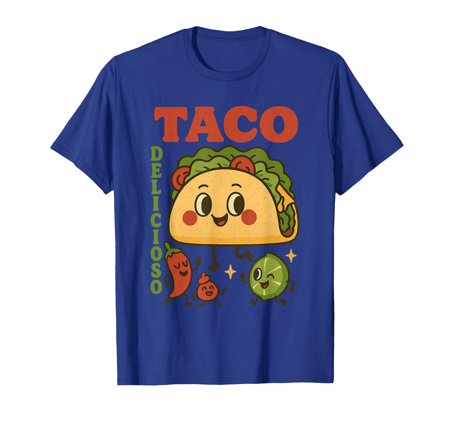 Cute Taco Delicioso Mexican Food Cartoon Funny Fiesta T-Shirt