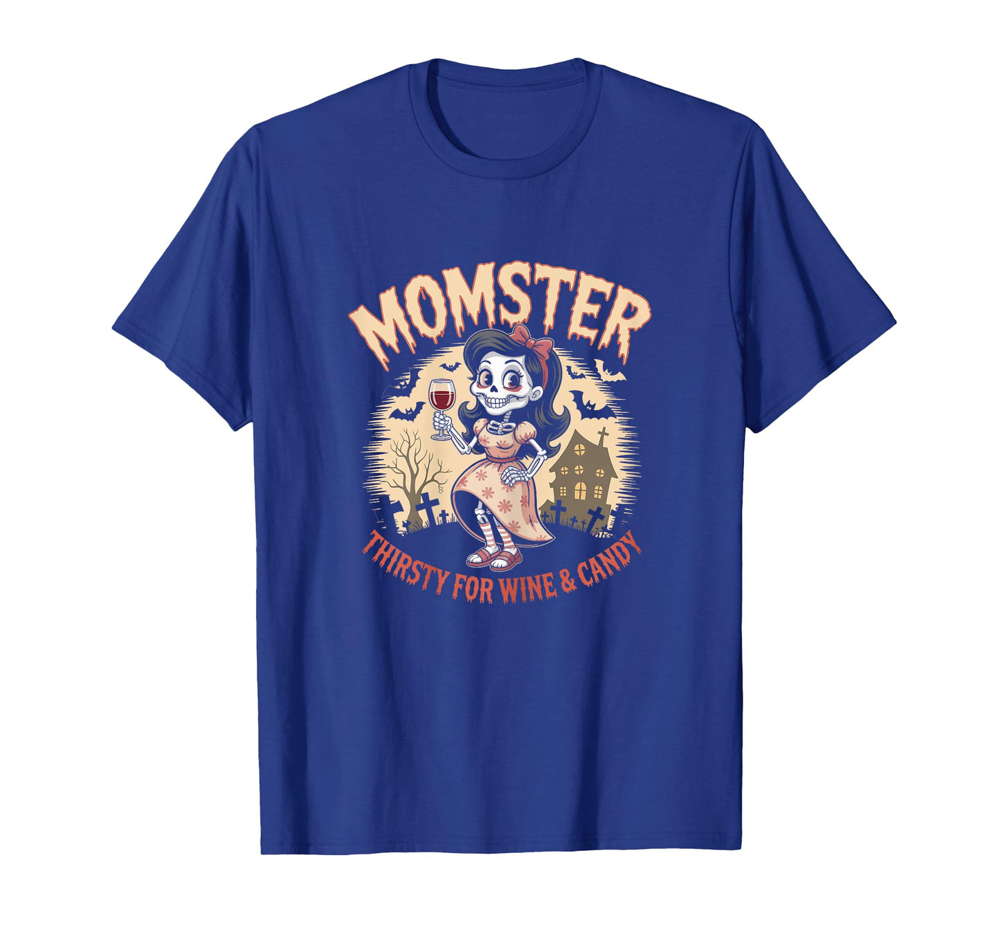 Funny Momster Halloween Wine Mom Skeleton Costume T-Shirt