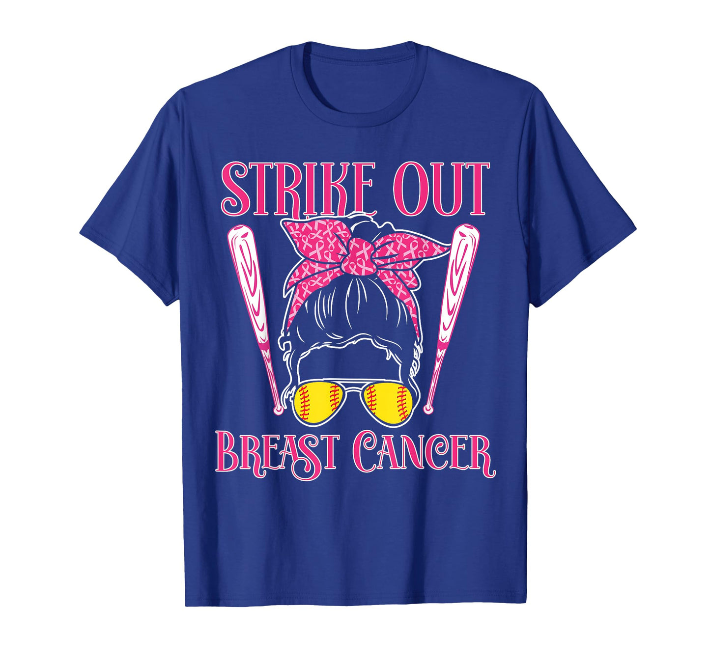 Breast Cancer Awareness - Softball Strike Out Pink Ribbon T-Shirt