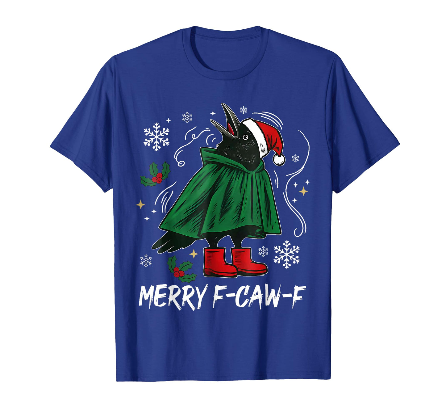 Merry F-Caw-F Funny F Caw F Crow Elf Xmas Christmas Pajamas T-Shirt