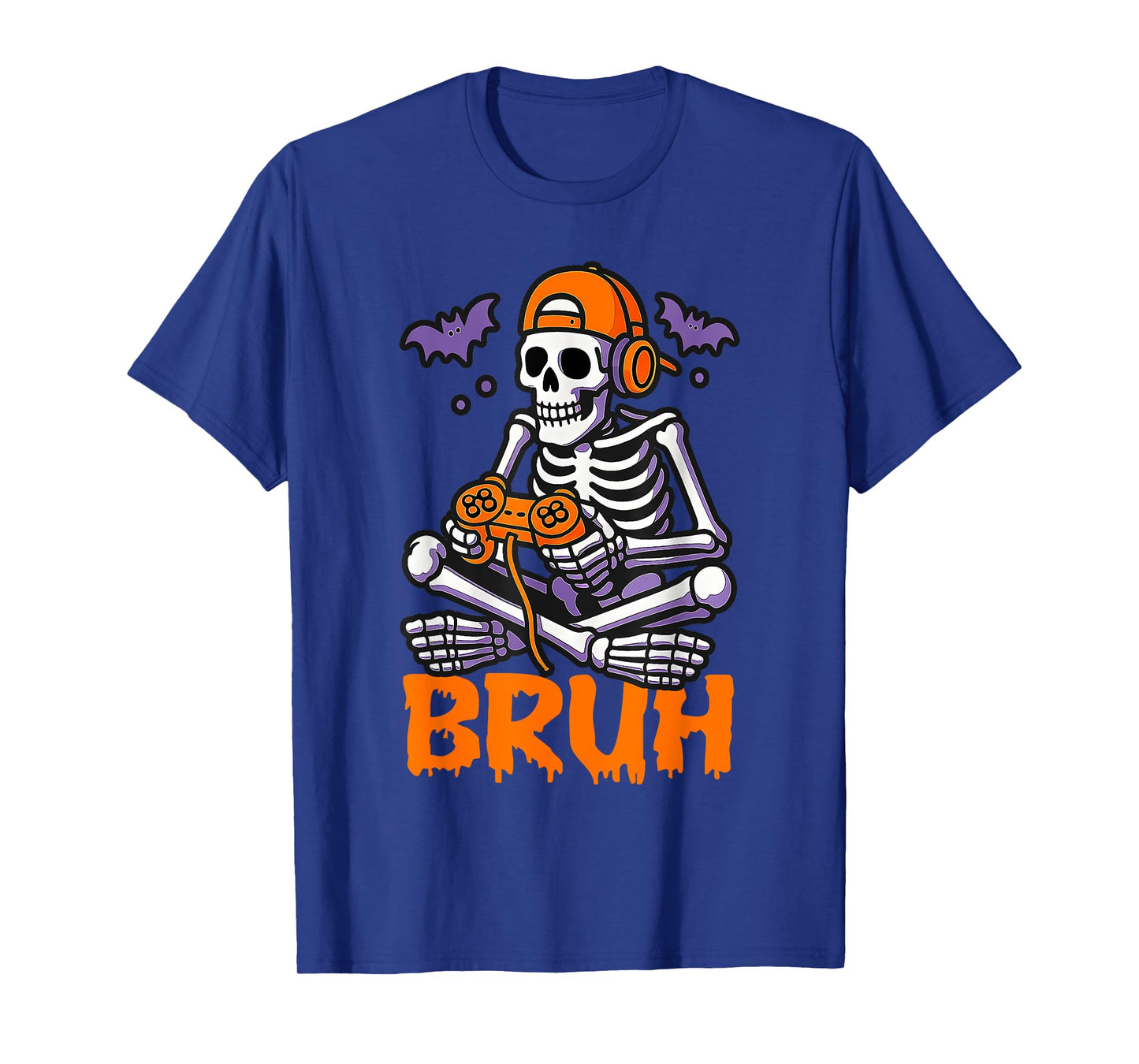 Bruh Halloween Gamer Men Boys Kids Skeleton Video Gaming T-Shirt