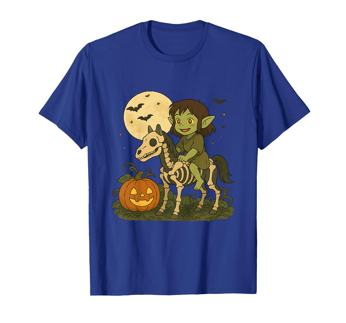 Dark Elf Goblin Troll Boy Riding Horse Skeleton Halloween T-Shirt