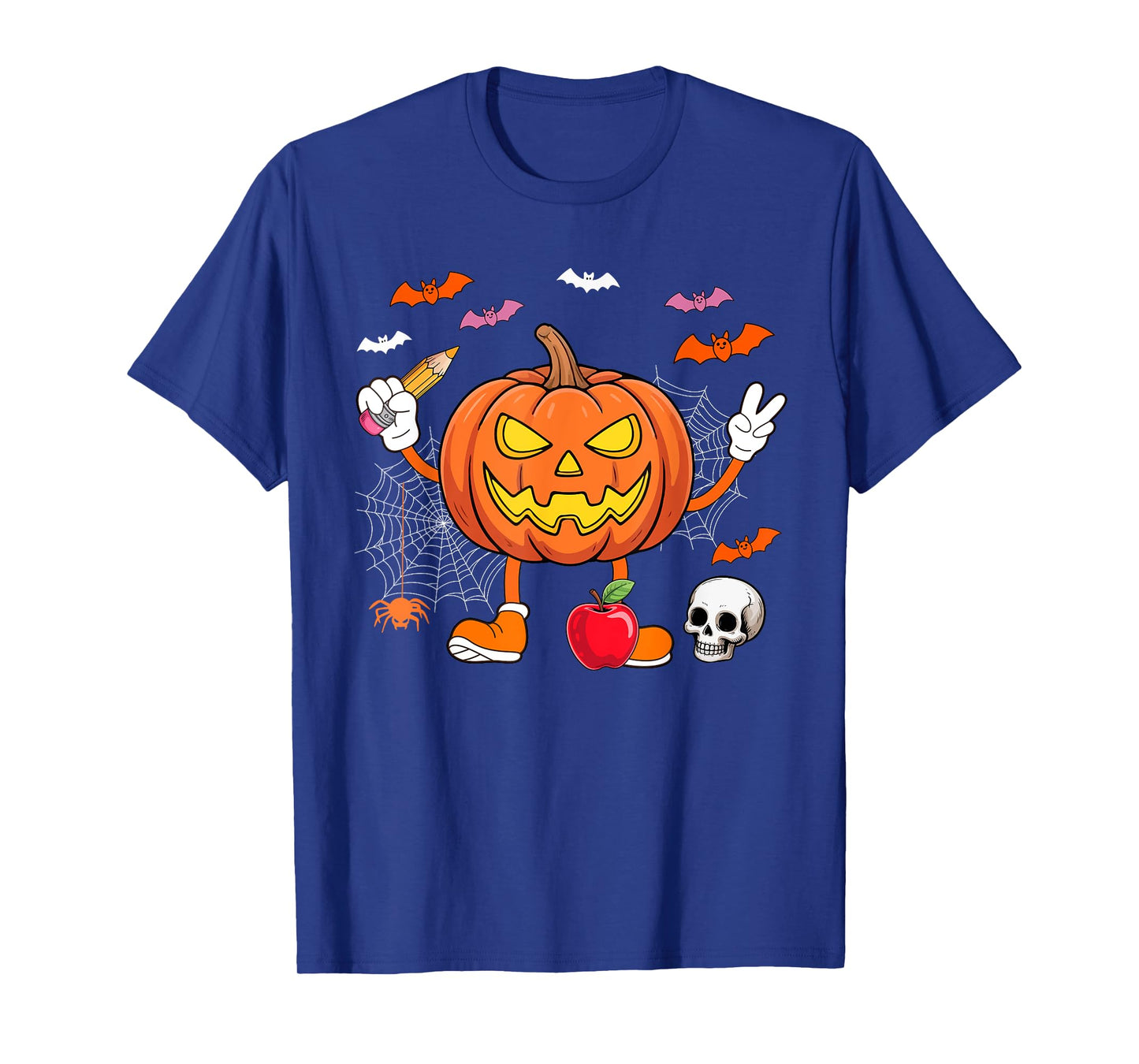 Teacher Job Horror Carved Pumpkin Halloween Costume Team T-Shirt