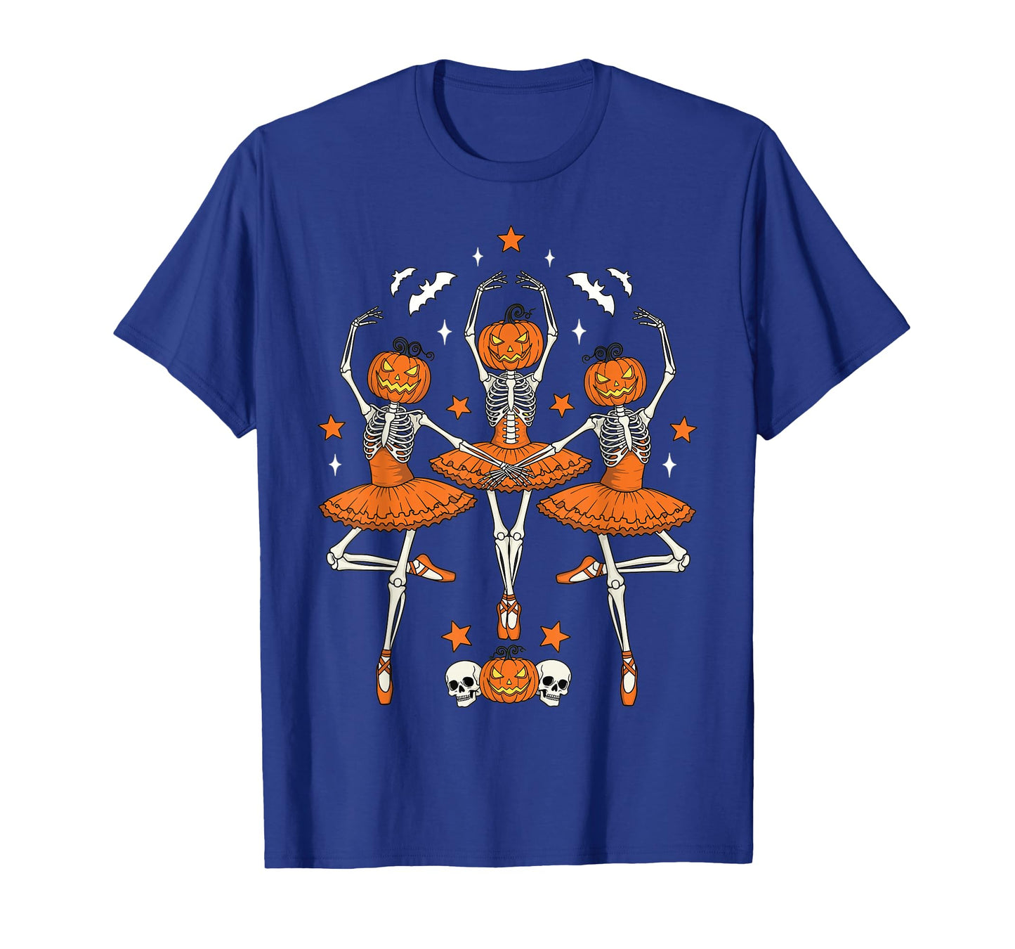 Pumpkin Skeleton Ballerina Halloween Spooky Dance T-Shirt