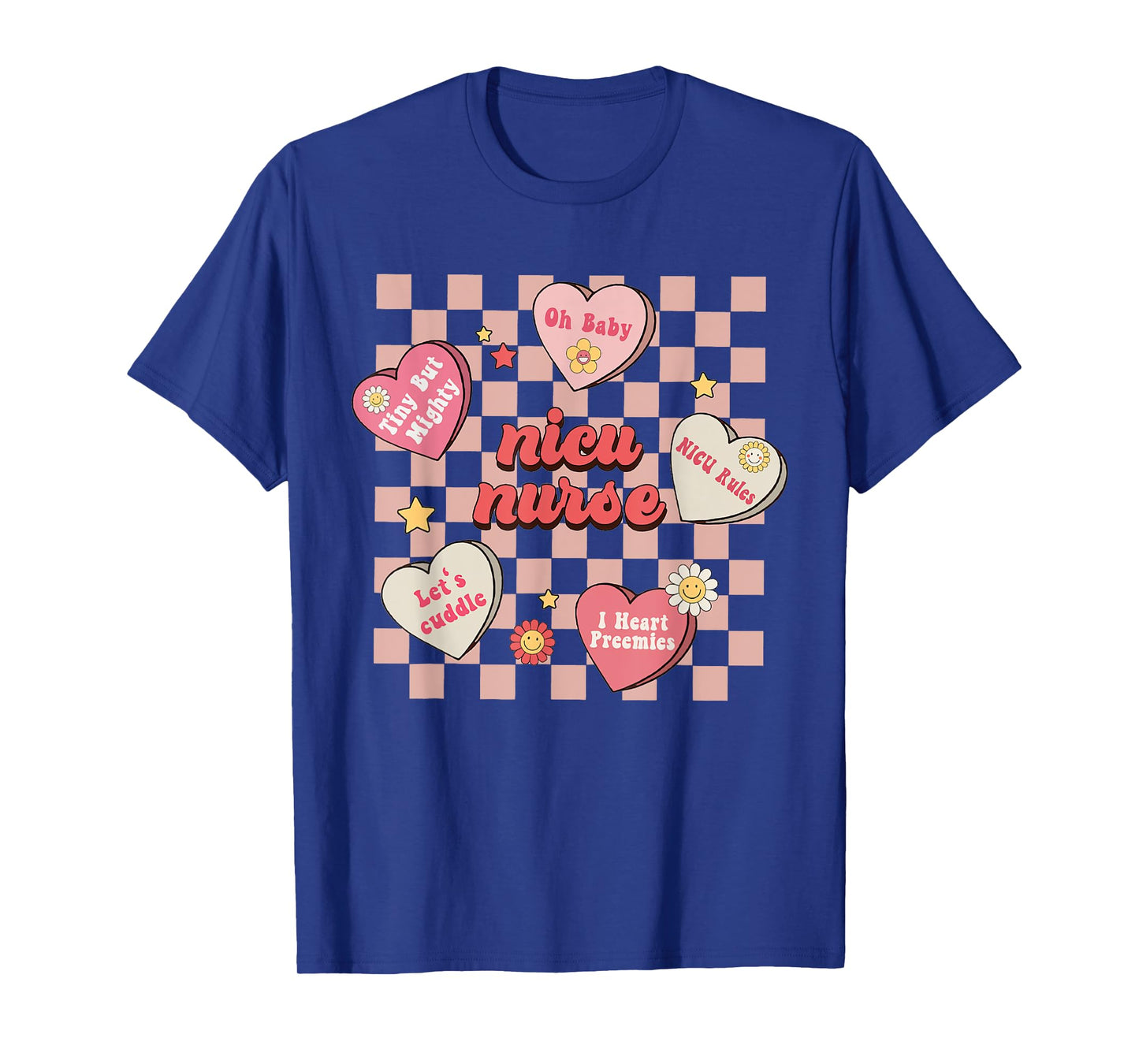 Retro NICU Nurse Conversation Hearts Candy Valentine's Day T-Shirt