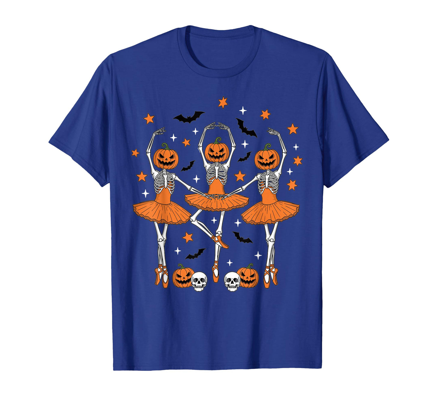 Pumpkin Skeleton Ballerina Dancing Funny Halloween Style T-Shirt