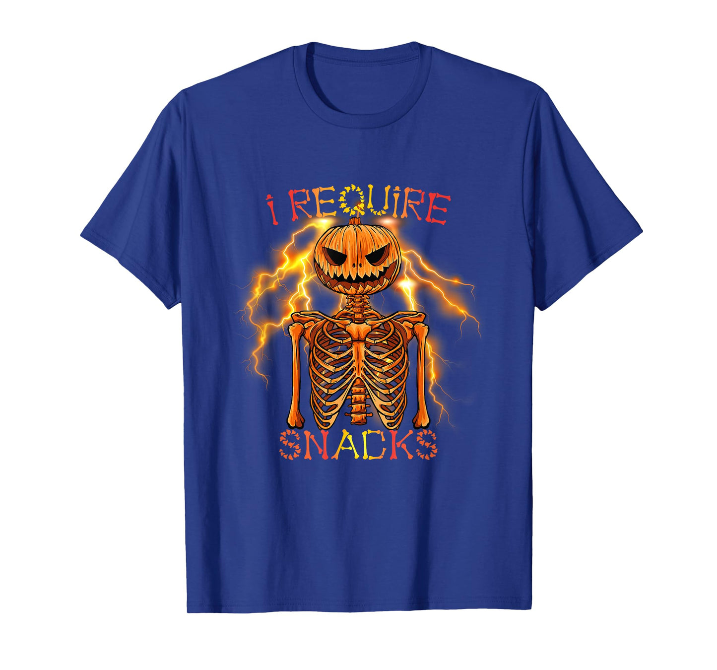 I Require Snacks Pumpkin Skeleton Halloween Humor T-Shirt