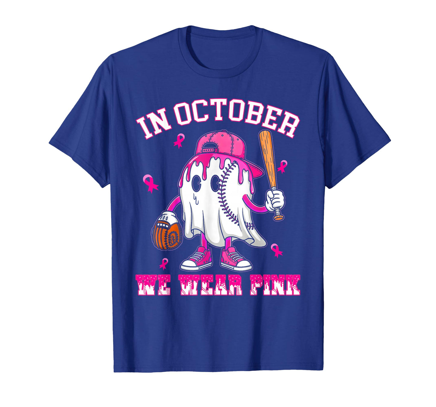 in October We Wear Pink Baseball Breast Cancer Women Girls T-Shirt